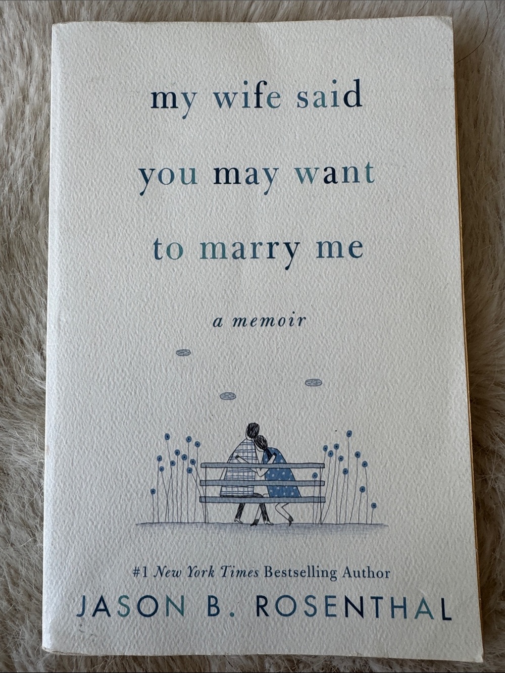 Harper White Cover Memoir with Blue Illustration and Text